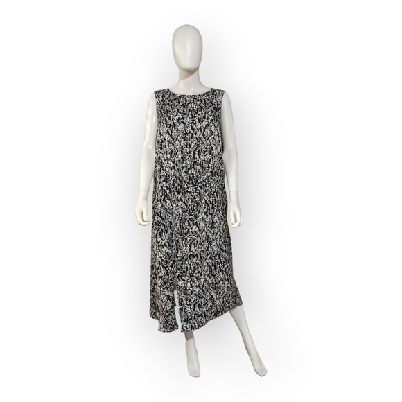 NORDSTROM RACK Shirred Trailing Vines Black Satin Dress (Plus), 1X - Picture 3 of 13